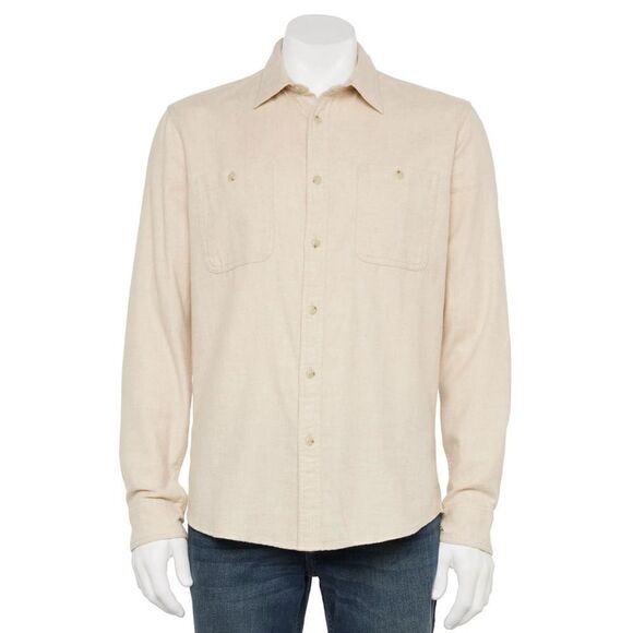 Sonoma Flannel Button-Down Shirt Oat Heather NWT 2XL - Picture 1 of 5